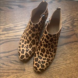 J crew Sawyer Calf hair leopard booties
